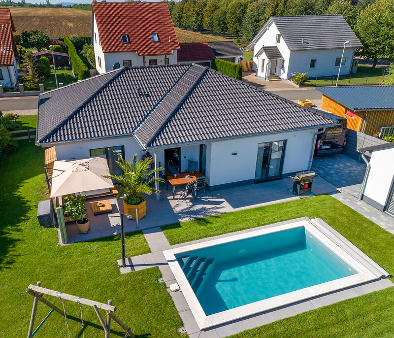 Massivhaus im Saarland aus der Luft